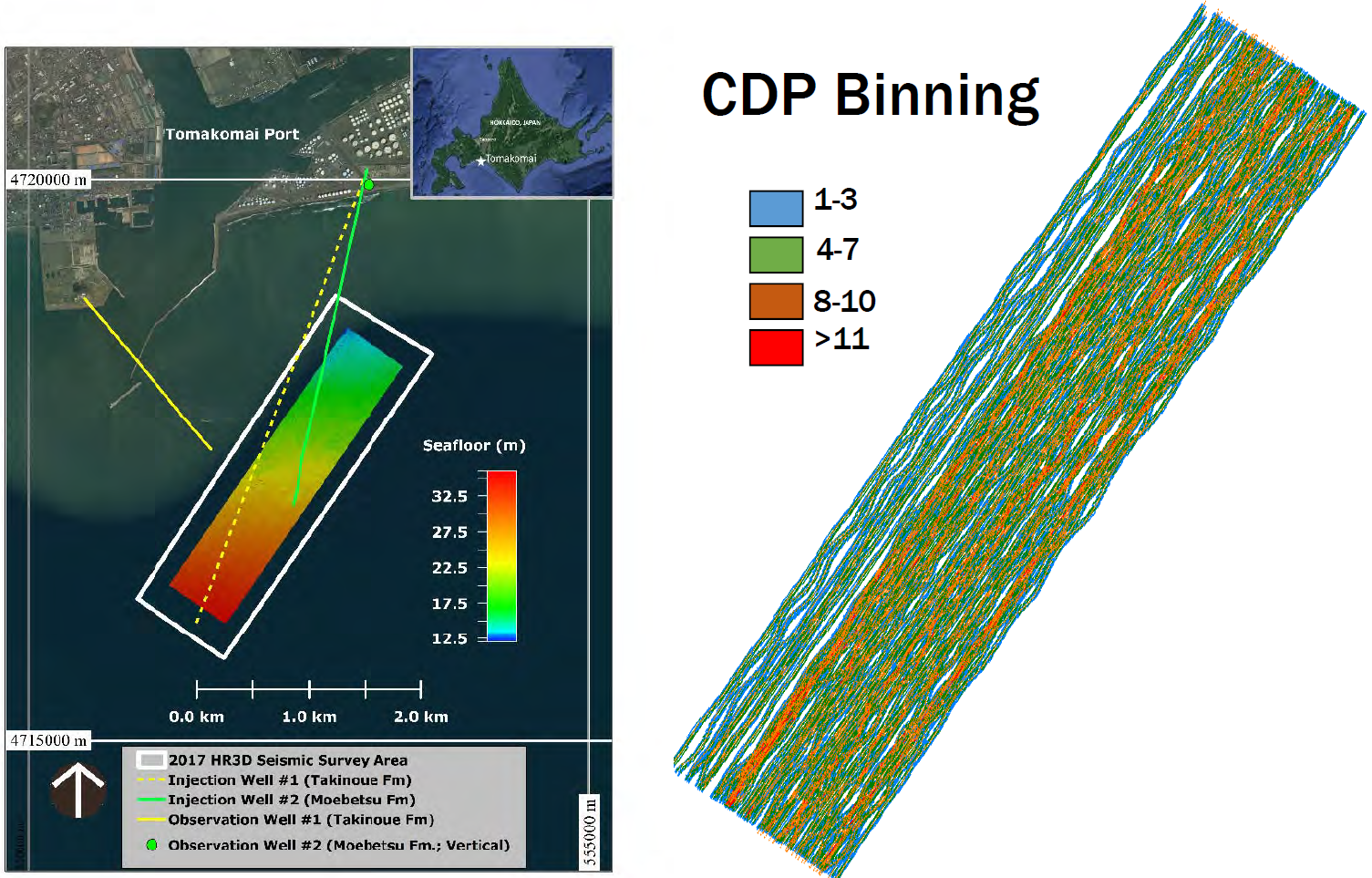 CDP binning of HR3D Seismic Data collected offshore of Tomakomai, Japan.