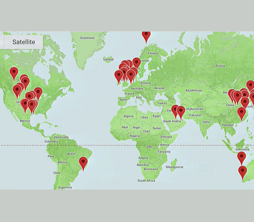 World map showing large scale carbon capture and storage large-scale projects