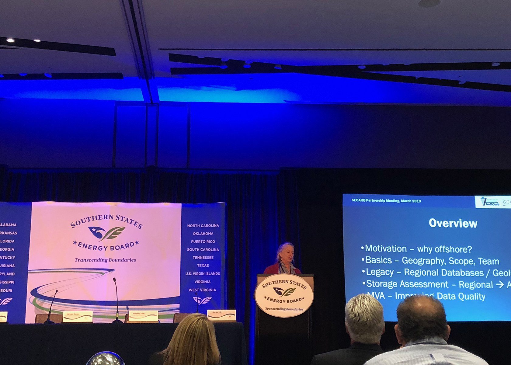 Susan Hovorka presents about the Gulf of Mexico Partnership for Offshore Carbon Storage (GoMCarb) at the  Southeast Regional Carbon Sequestration Partnership (SECARB) 14th Annual Stakeholders’ Briefing. 