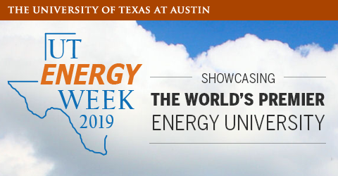 Banner oF UT Energy Week that says the name on the state outline as well as their slogan, "Showcasing the world's premier energy university"