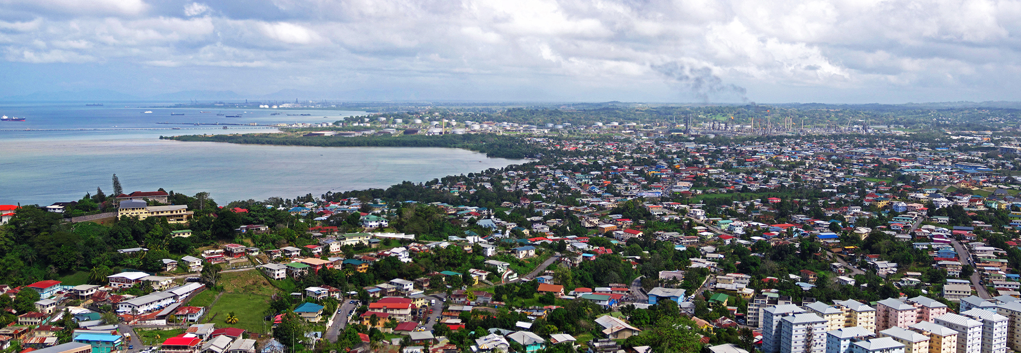 Photo of Trinidad coastline and industrial plant