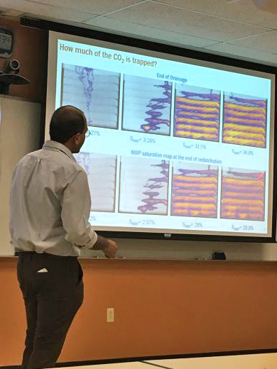 prasanna presents his work with a slide titled, how much CO2 is trapped?