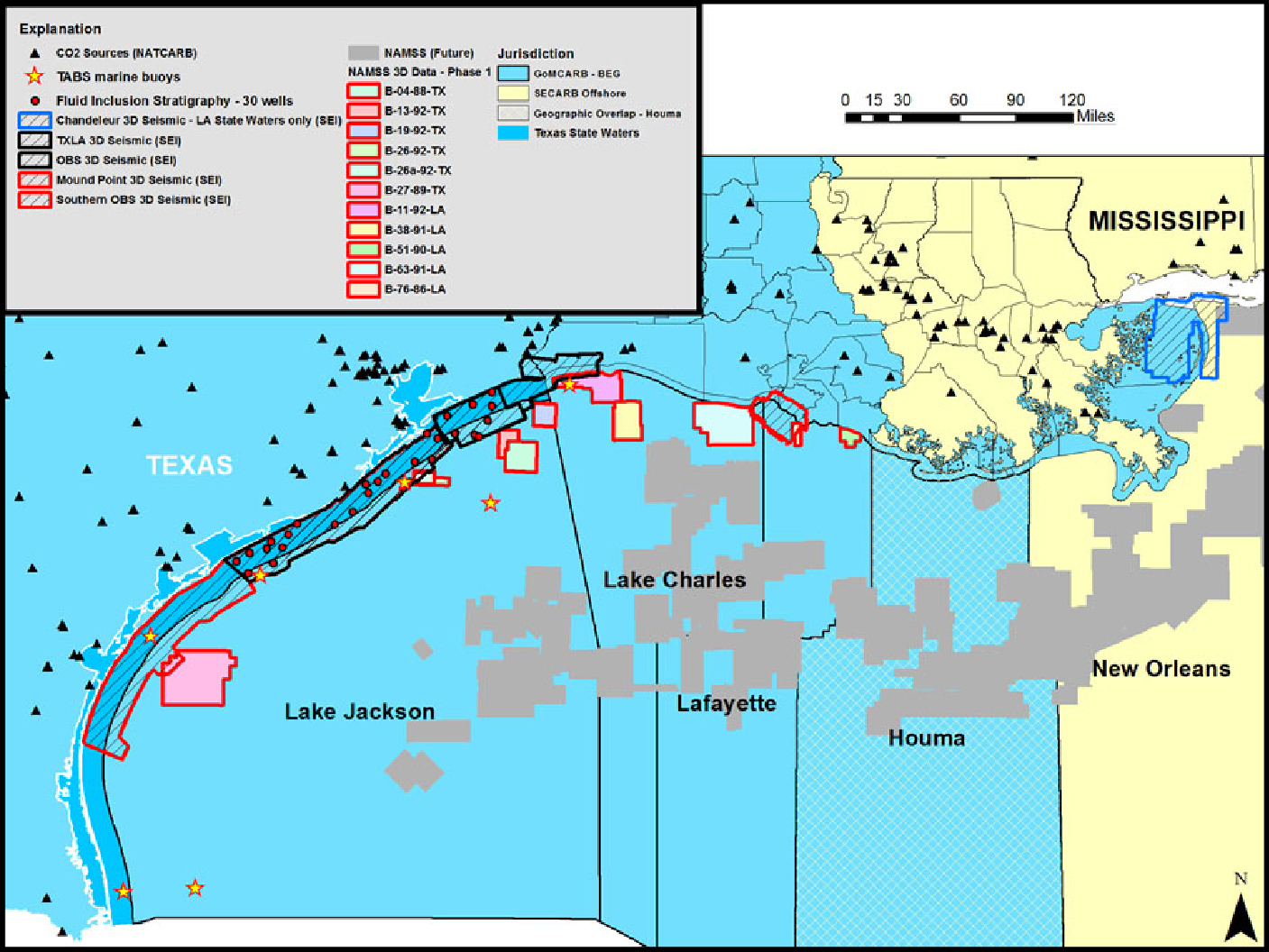 Map of offshore areas already extensively studied